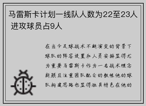 马雷斯卡计划一线队人数为22至23人 进攻球员占9人
